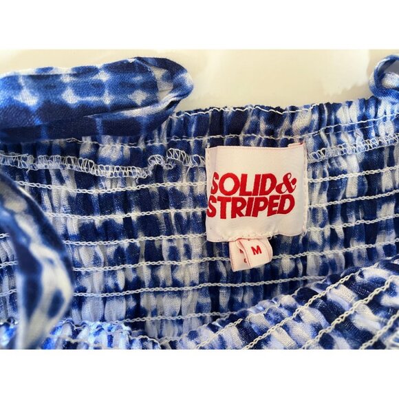 Solid & Striped Shibori Print Dress Indigo Size Medium Linen - Picture 6 of 7